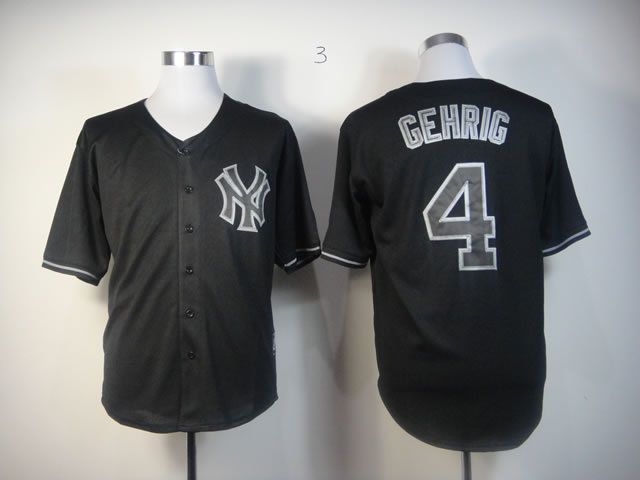 Men New York Yankees #4 Gehrig Black MLB Jerseys->new york yankees->MLB Jersey